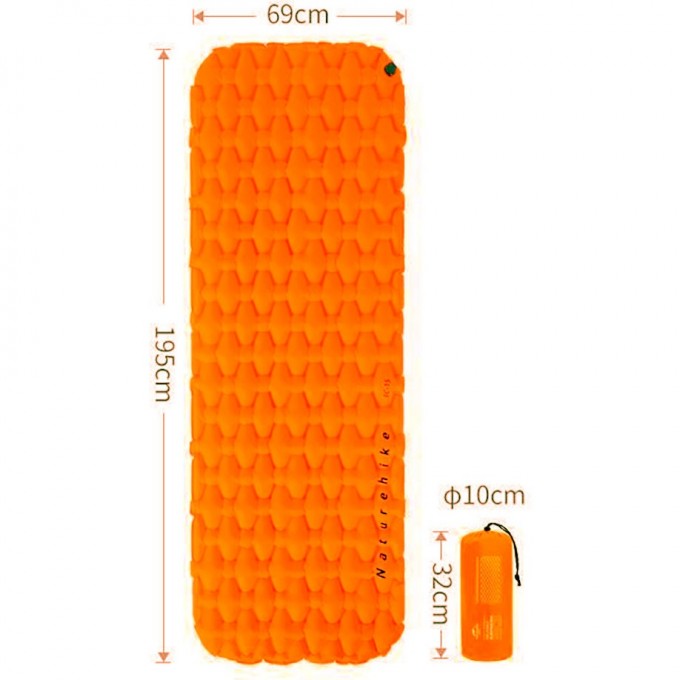 Коврик NATUREHIKE NH19Z032-P FC-10 спальный одноместный оранжевый 6976023922541 Коврик NATUREHIKE NH19Z032-P FC-10 спальный одноместный оранжевый 6976023922541