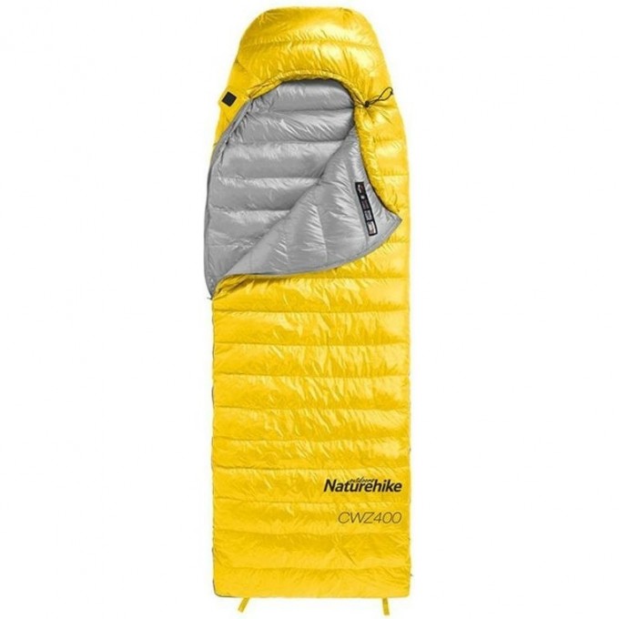 Мешок спальный NATUREHIKE CW400 NH18C400-D с гусинным пухом, размер L, желтый, 6927595761717 Мешок спальный NATUREHIKE CW400 NH18C400-D с гусинным пухом, размер L, желтый, 6927595761717