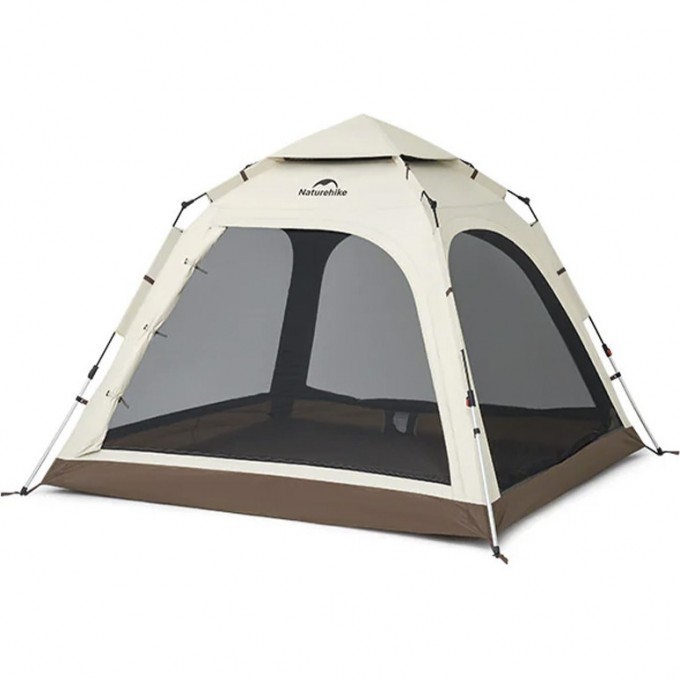Палатка NATUREHIKE ANGO AUTOMATIC CNK2550WS010 большая, бежевая с коричневым, без навеса 6975641888000