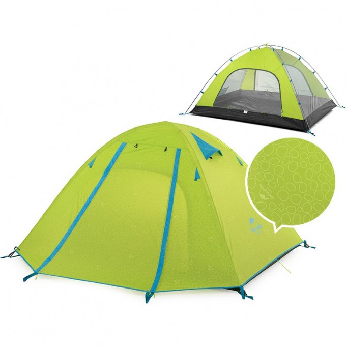 Палатка NATUREHIKE P-SERIES NH18Z033-P 210T/65D, трехместная, светло-зеленая 6975641887492 Палатка NATUREHIKE P-SERIES NH18Z033-P 210T/65D, трехместная, светло-зеленая 6975641887492